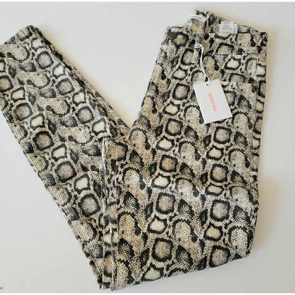 GOOD AMERICAN Good Legs Snake Print High Waist Skinny Jeans 6/28
